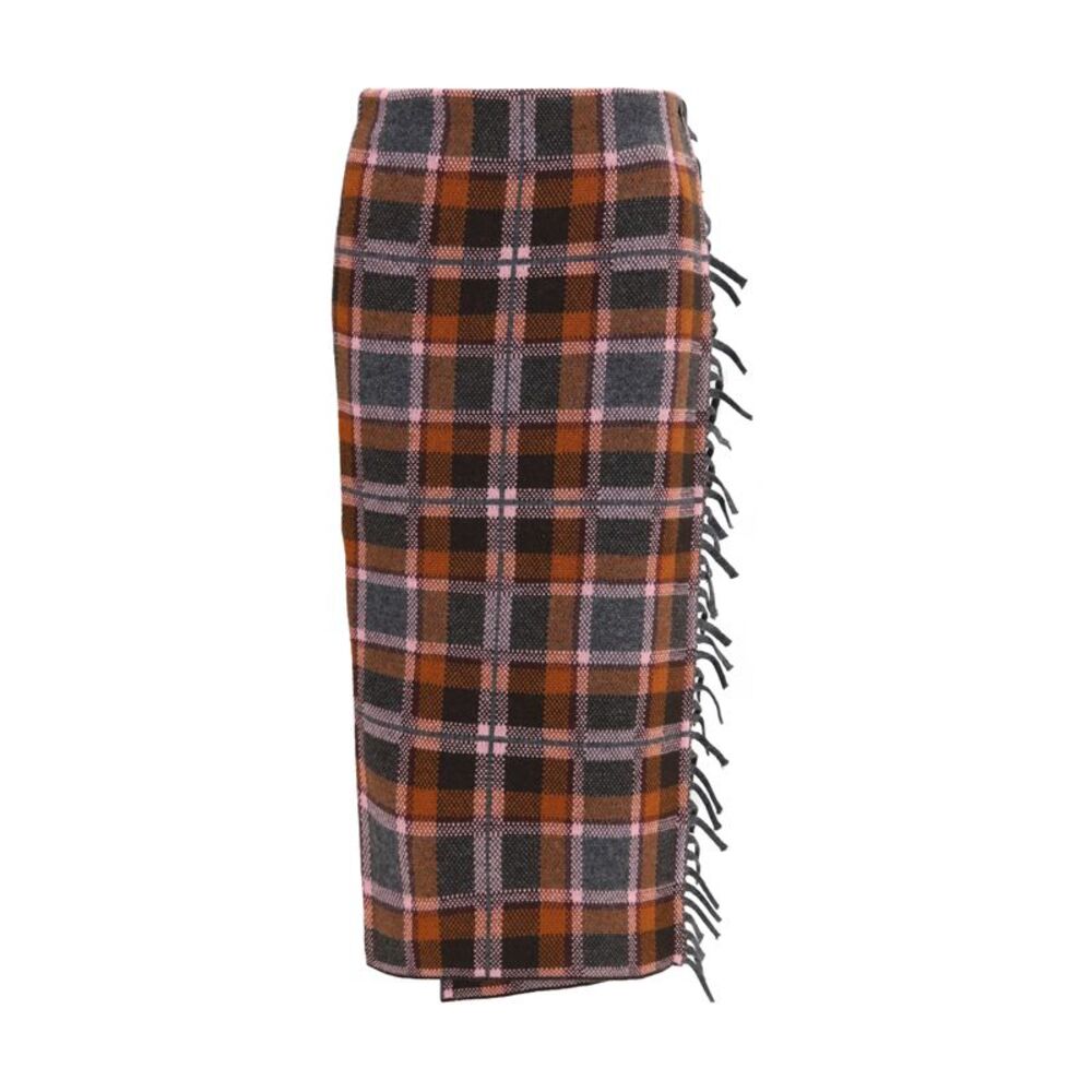 Guest In Residence Women Tartan Fringed Wrap Skirt